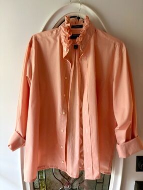 Upcycled ruffle shirt  Stafford Orange Button-Up Dress Shirt -